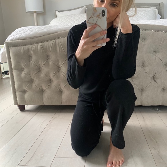 Two Piece Black Loungewear Ultra Soft Knitted Set - Picture 10 of 13